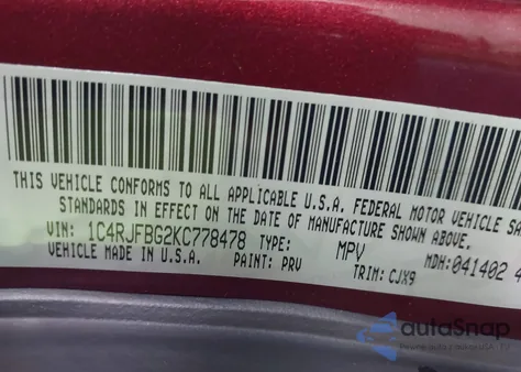 2019 Jeep Grand Cherokee Limited 4X4 z USA, uszkodzony, nr VIN 1C4RJFBG2KC778478